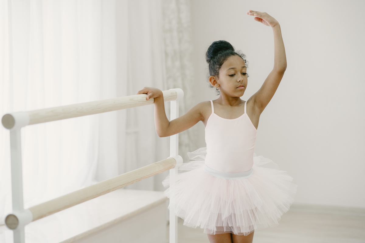 Little Girl in Tutu Practicing Ballet